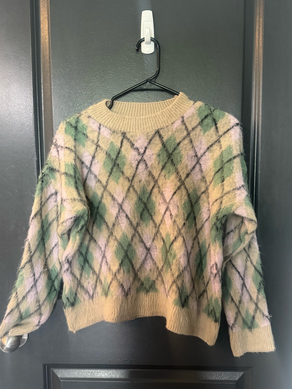 NastyGal Sweater Schoolgirl Green & Cream